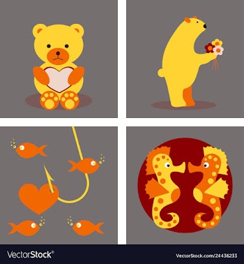 Big valentines day set with cute funny animals vector image