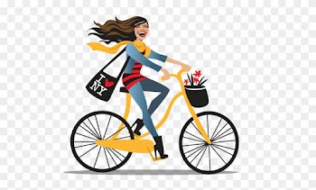 Bigsmile - Girl On Bicycle Clipart
