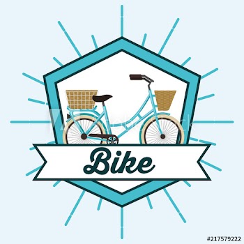 bike is good baskets bicycle frame ribbon sign retro style vector illustration