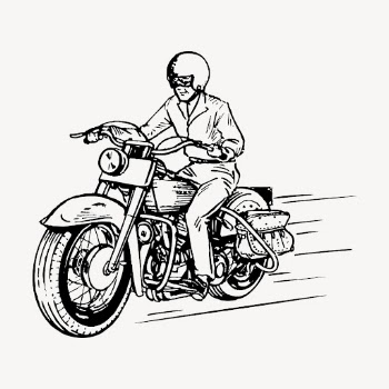 Biker riding motorcycle drawing, vintage | Free Vector - rawpixel