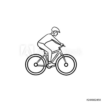 Biker riding mountain bike hand drawn outline doodle icon