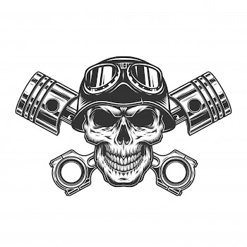 Biker skull in motorcycle helmet Free Vector