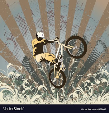 Biker with grunge vector image