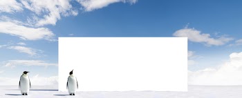 Billboard with two penguins in Antarctica