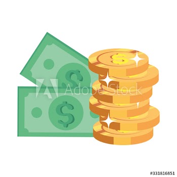 bills money with pile coins design