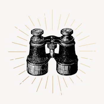 Binoculars clipart, vintage travel object | Free Vector Illustration - rawpixel