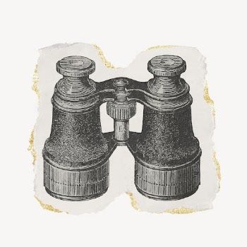 Binoculars drawing, ripped paper, gold | Free PSD Illustration - rawpixel