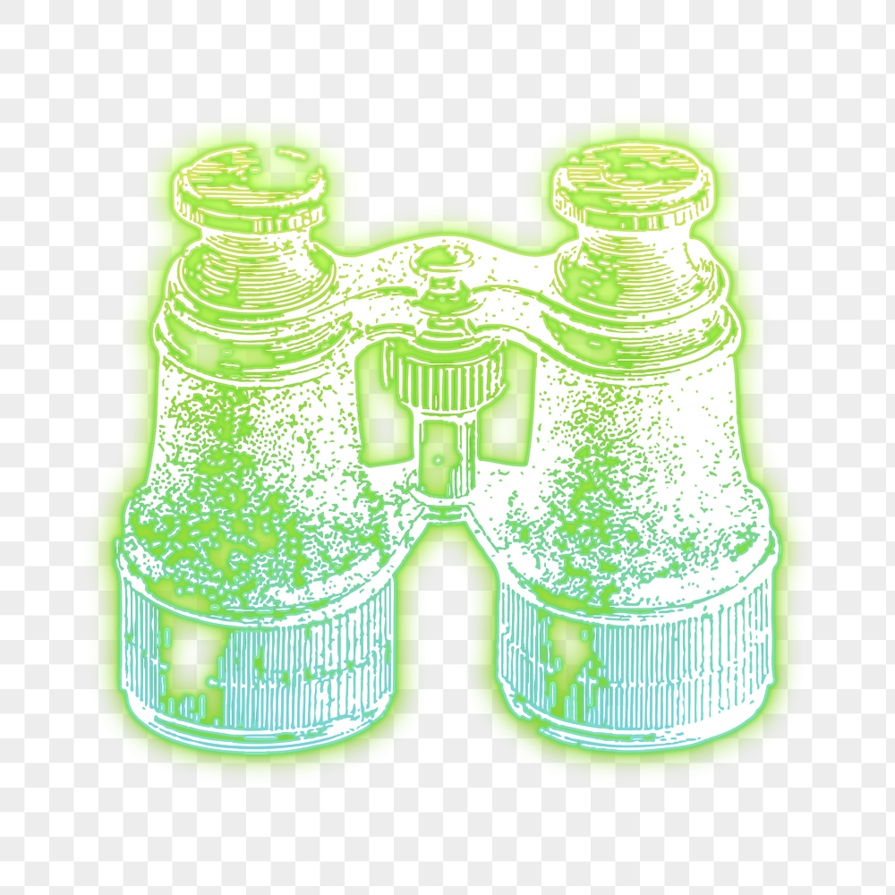 Binoculars png sticker, green neon | Free PNG - rawpixel