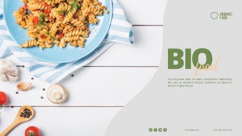 Bio food banner template with photo Free Psd