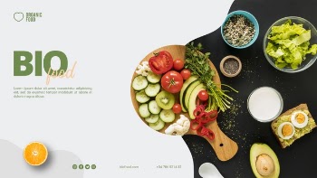 Bio food banner template with photo Free Psd