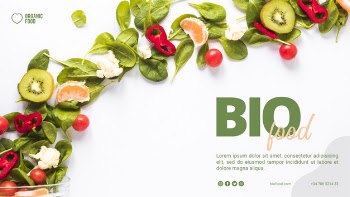Bio food banner template with photo Free Psd