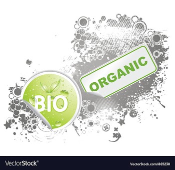 Bio stickers with grunge background vector image