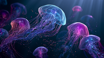 Bioluminescent Jellyfish in the Deep Ocean