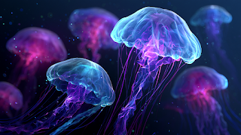 Bioluminescent Jellyfish in the Deep Ocean