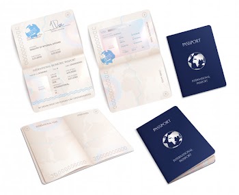 Biometric international passport mockups in open and close forms realistic set isolated Free Vector