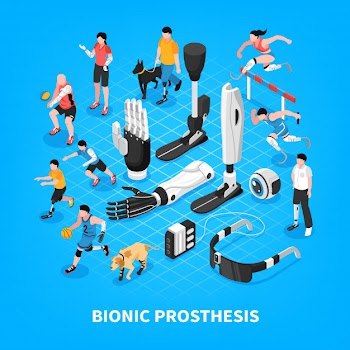 Bionic prothesis isometric composition Free Vector