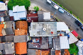 Bird's-eye Photography of Houses Beside Road