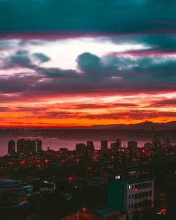 Bird's Eye View Of City During Dawn 