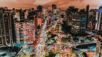 Bird's Eye View Of City During Dawn