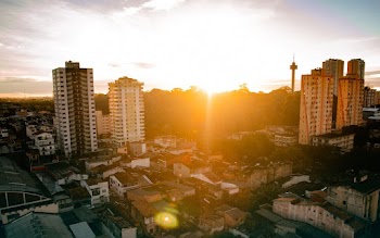 Bird's Eye View Of City During Sunrise