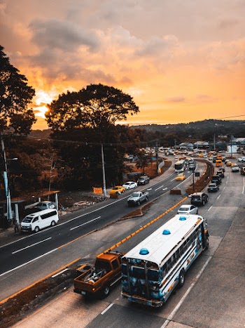 Bird's Eye View Of Road During Dawn
