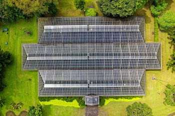 Bird's Eye View of Solar Panel Roof