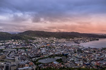 Bird's Eye View Of Town During Dawn