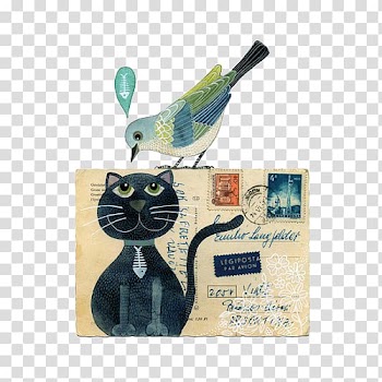 Bird Art Watercolor painting Drawing, Birds on the envelope transparent background PNG clipart