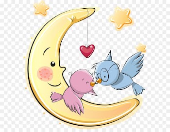Bird Cartoon Illustration - Vector bird on the moon 