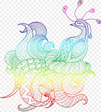 Bird Drawing Peafowl Line art - Vector colorful Phoenix material 