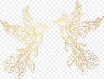 Bird Earring Transfer Textile Nature - Golden birds 