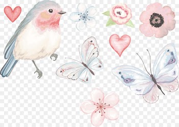 Bird European robin Flower Euclidean vector - Spring flowers Butterfly birds 