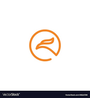 bird falcon and circle frame logo design