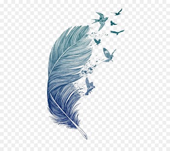 Bird Feather Printmaking Tattoo Printing - Blue feather 