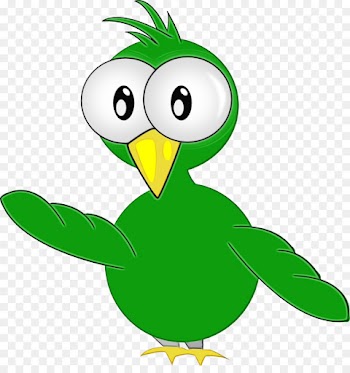 bird green beak cartoon yellow