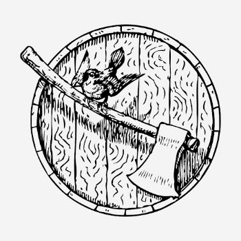 Bird hand drawn, axe on barrelhead | Free Photo - rawpixel