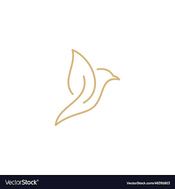 bird leaf logo icon line art outline