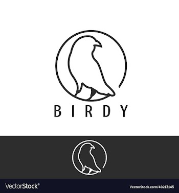 bird line style type logo on branch circle
