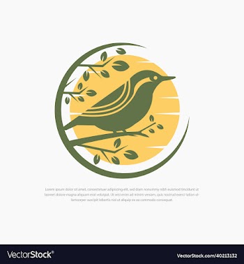 bird on a branch under the moon logo character