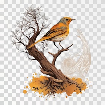 Bird on tree PNG transparent