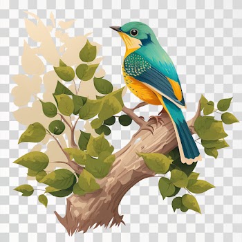 Bird on tree PNG transparent