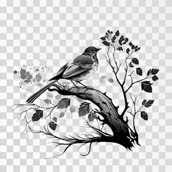 Bird on tree PNG transparent