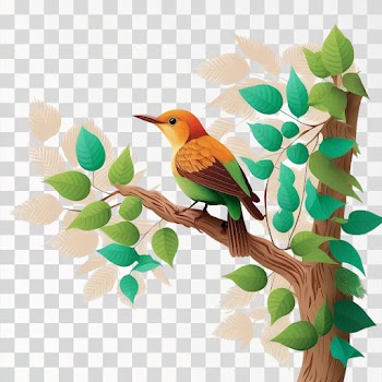 Bird on tree PNG transparent