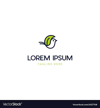 Bird outline with leaf naturally creative logo vector image