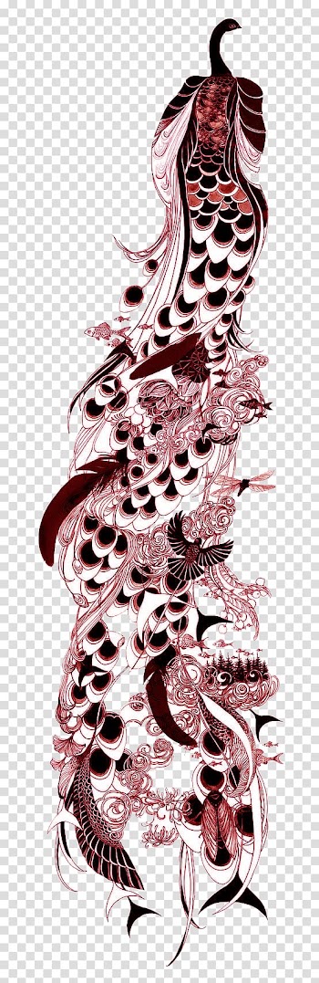 Bird Peafowl Drawing Line art Feather, Red Peacock transparent background PNG clipart