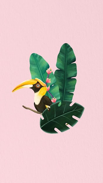 Bird pink mobile wallpaper, hornbill | Free Photo Illustration - rawpixel