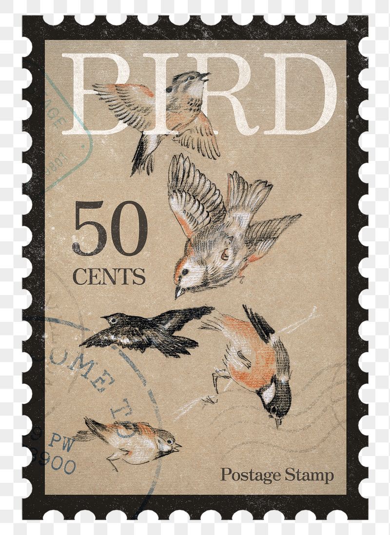 Bird png post stamp, ephemera | Free PNG - rawpixel