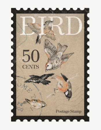 Bird postage stamp, ephemera collage | Free PSD - rawpixel