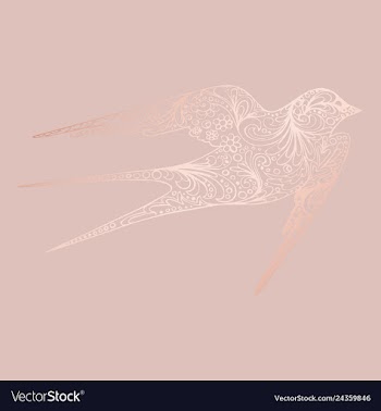  					Bird rose gold hand drawing vector image														