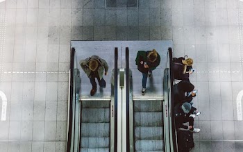 bird's-eye view of escalator